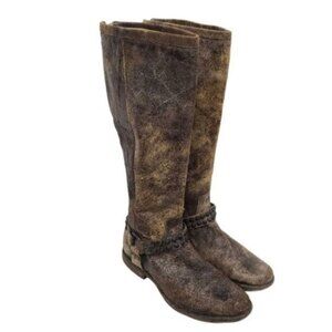 Frye Phillip Distressed Studded Tall Leather Boots 9B